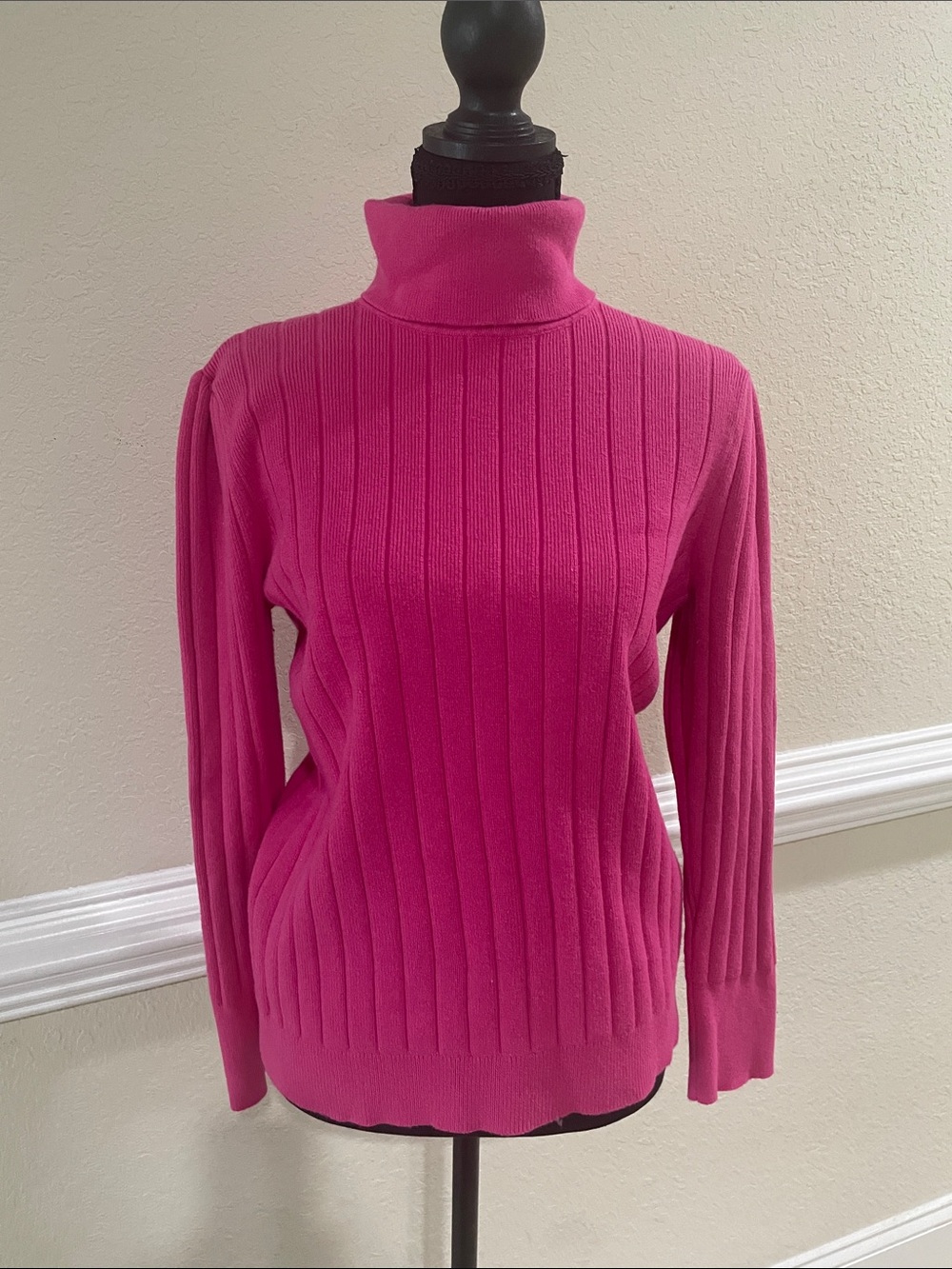 Talbots Bright Fuchsia Ribbed Turtleneck Sweater